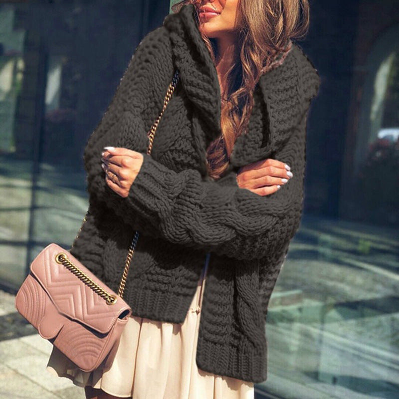 Ladies oversized knitted cardigan with asymmetrical cut and oversized sleeves Lune London