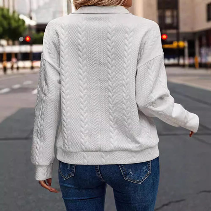 Ladies Premium sweater with zipper and twisted pattern Lune London