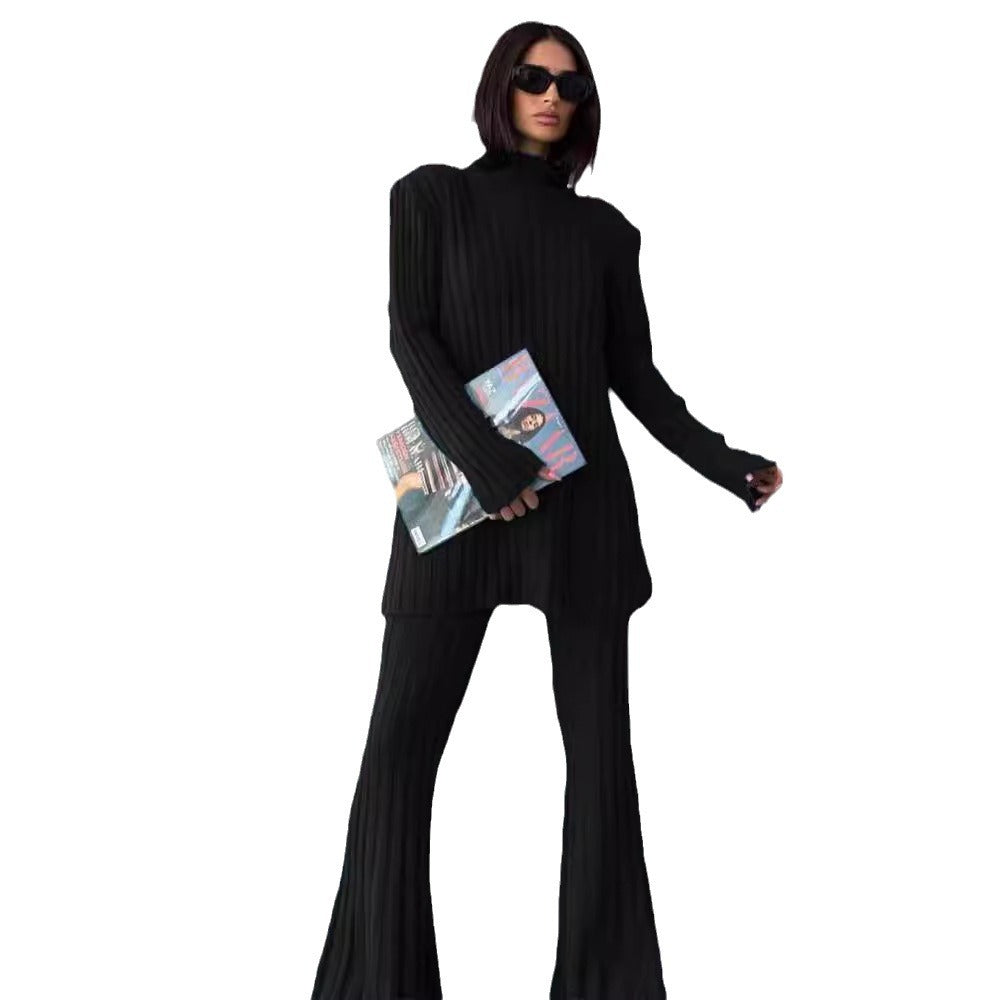 Women Elegant Knitted Set with Rib Structure Lune London