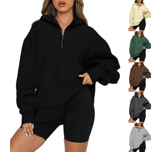 Oversized hoodie for women with half-zip Lune London