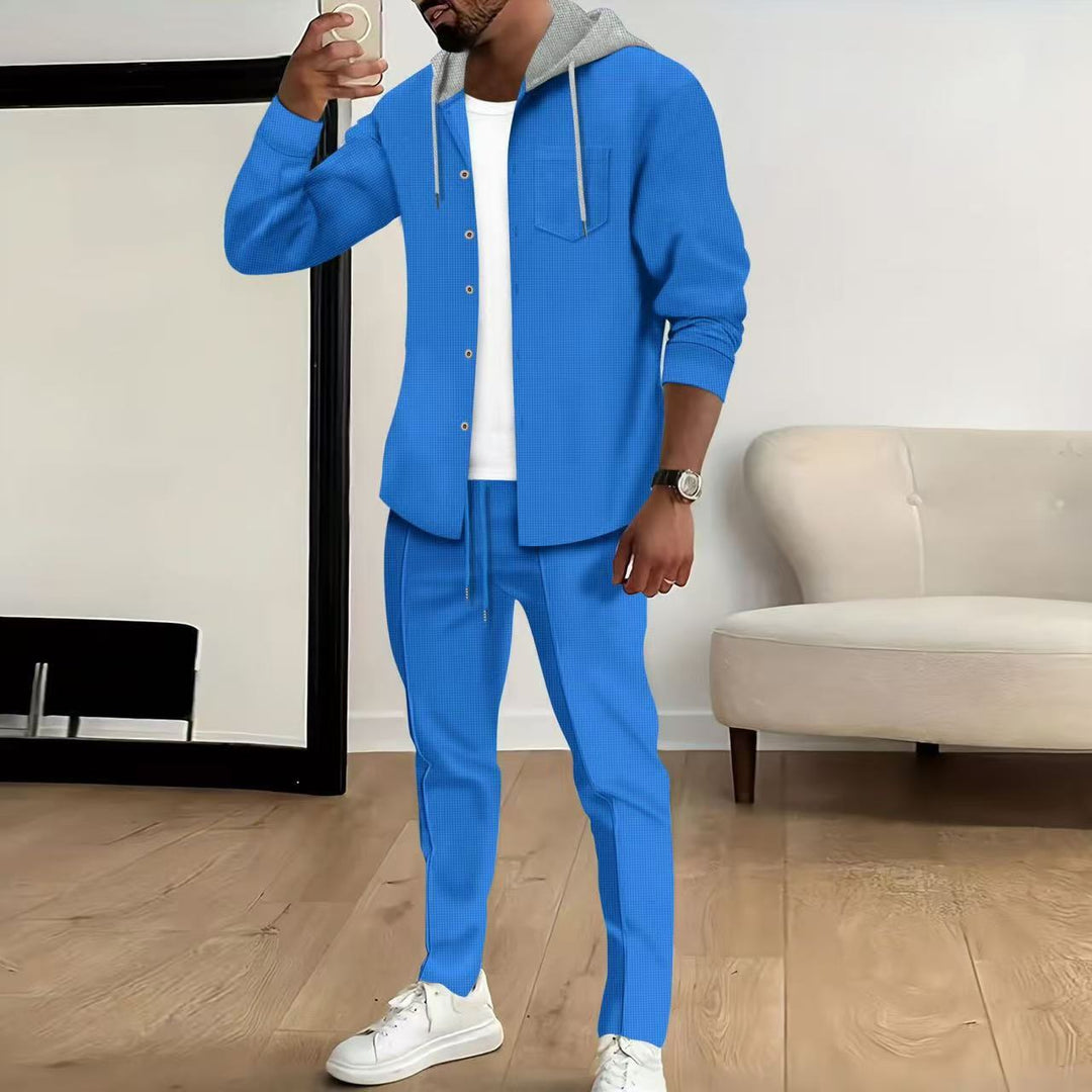 Casual set for men with textured top and elastic joggings Lune London