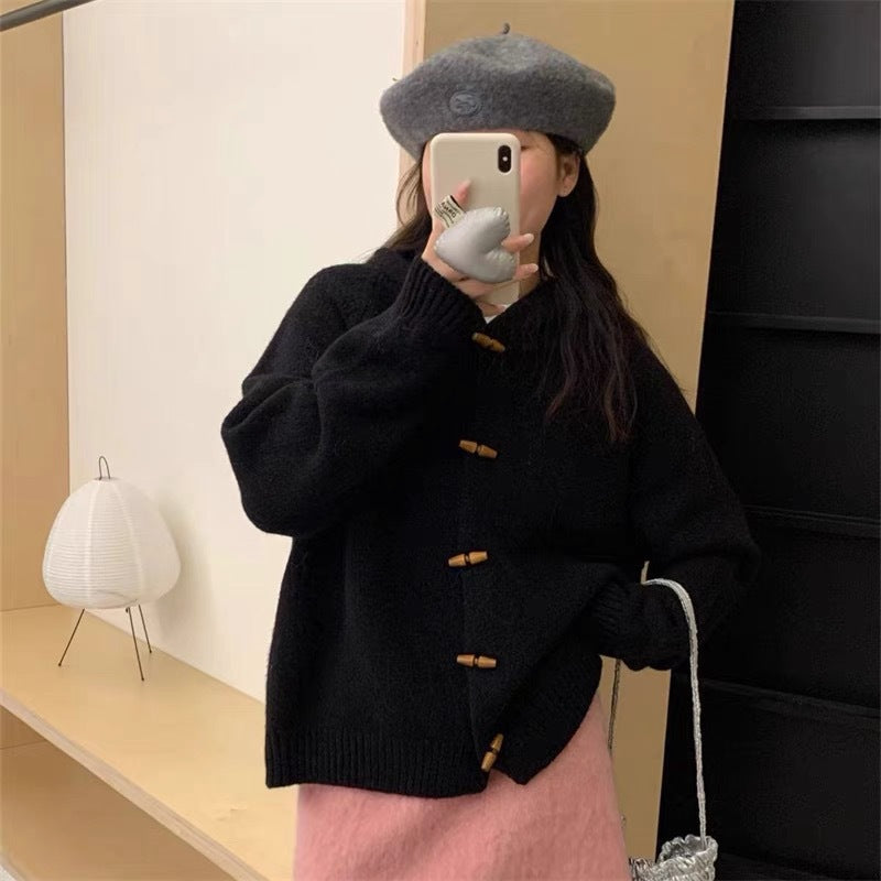 Ladies casual hooded sweater with decorative buttons Lune London