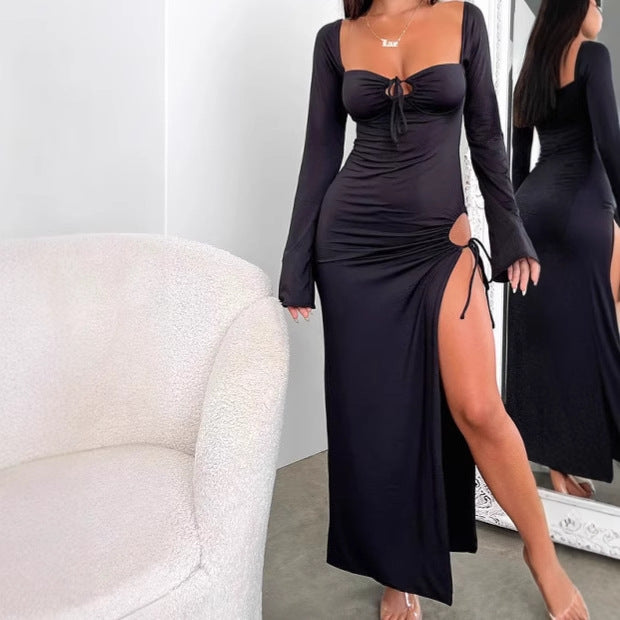 Elegant Dresses Women With Deep V-Neck and Chic Side Slit and Style