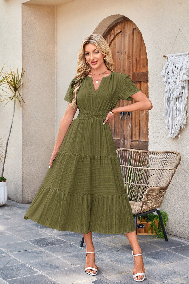 Maxi dress for ladies in lightweight striped fabric Lune London