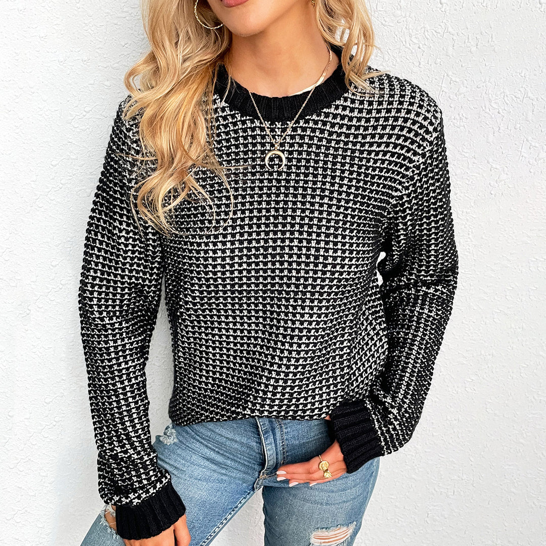 Pull en tricot pour femmes avec un motif moderne en diamant et des manches en forme de chauve-souris Chic & Stil