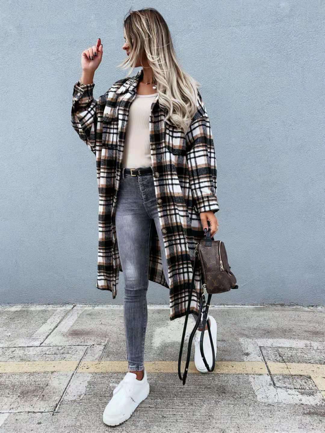 Lune London oversized plaid shirt jacket for women