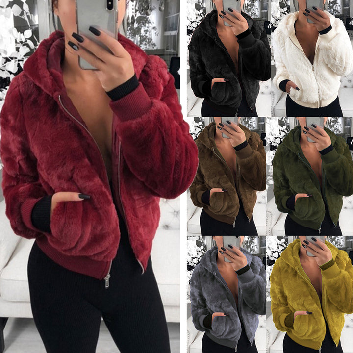 Ladies Lune London Faux Fur Bomber Jacket