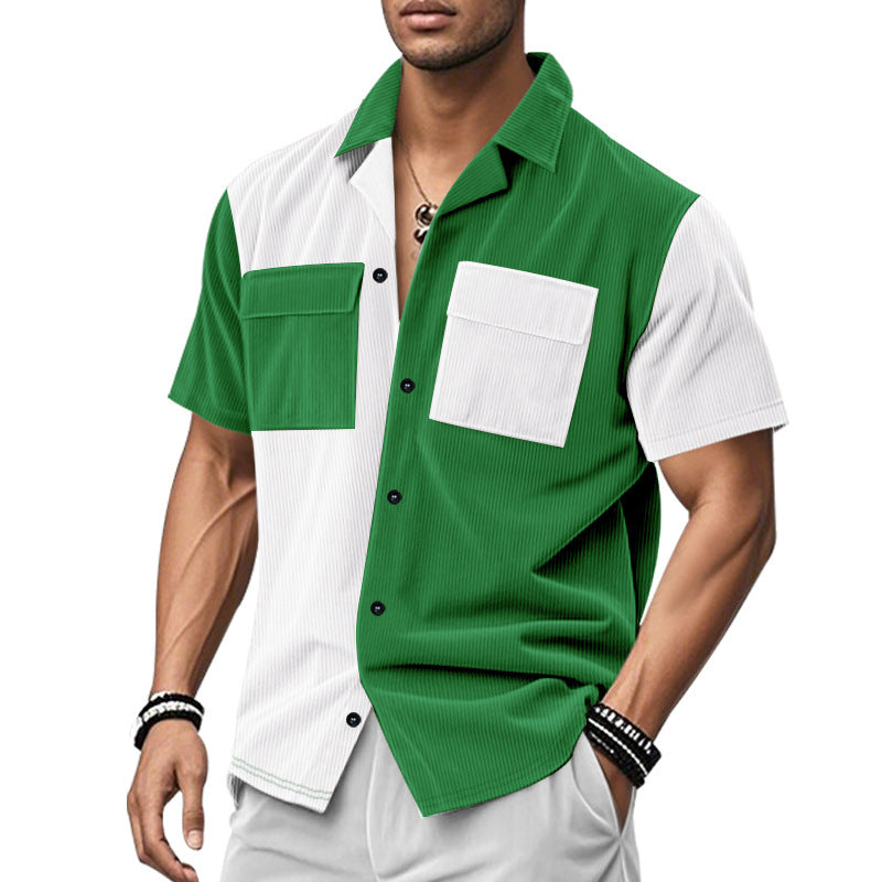Short sleeve shirt for men with a creative color block design and practical pockets Lune London
