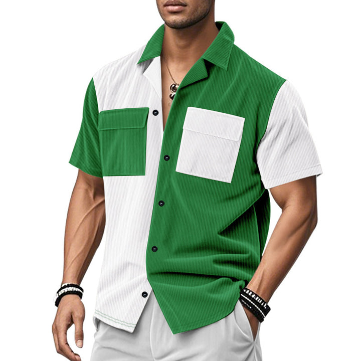 Short sleeve shirt for men with a creative color block design and practical pockets Lune London
