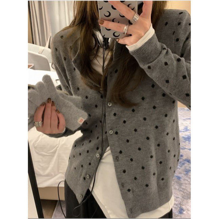 Women’s knitted jacket with polka dot pattern Lune London