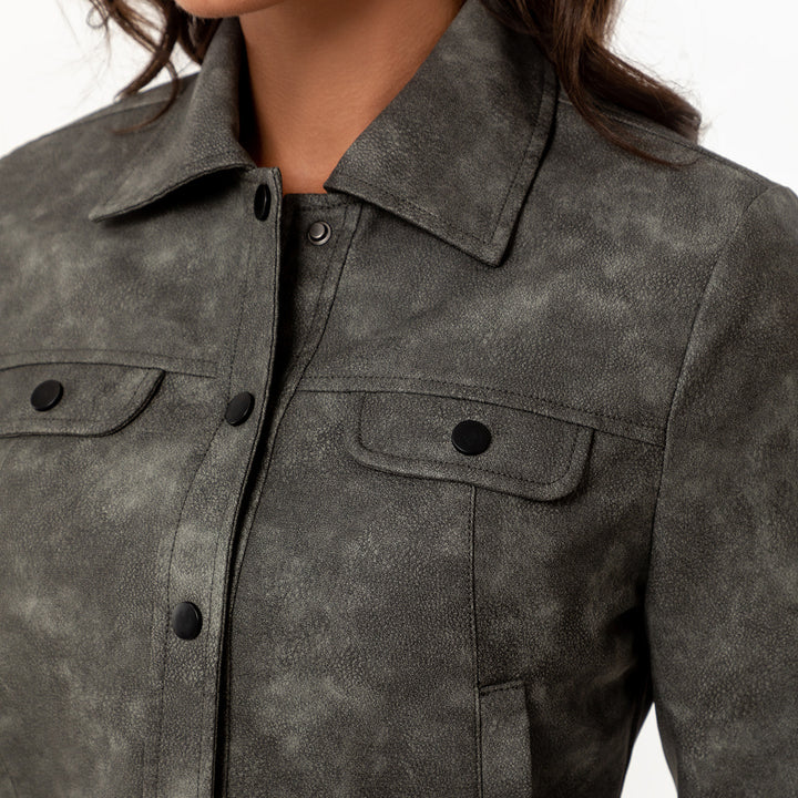 Chic and style short leather jacket for ladies