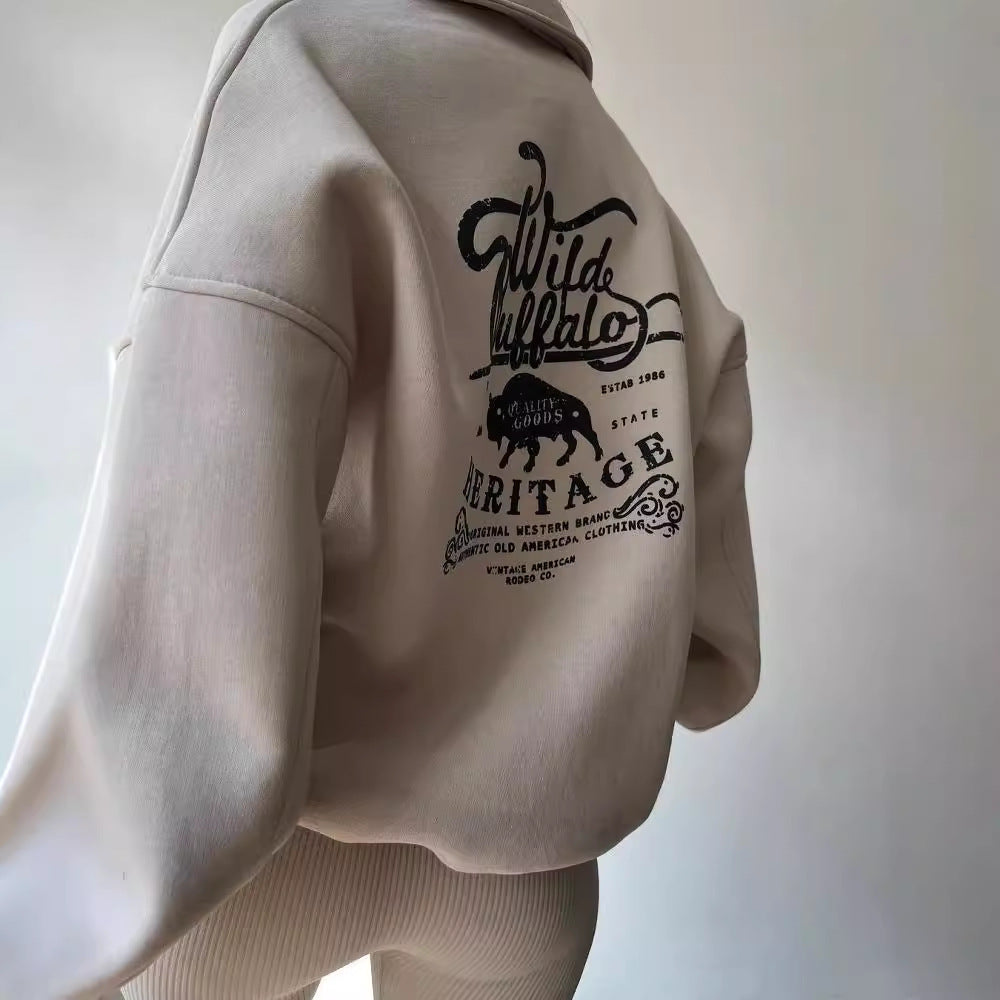 Hooded sweatshirt for women with high collar and zipper Lune London