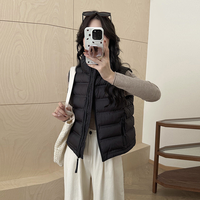 Ladies quilted gilet with adjustable drawstring waist and practical pockets Lune London