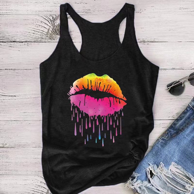 Women's tank top with trendy prints and a sporty cut at the back Lune London