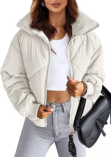 Ladies thermal insulated quilted jacket with high collar and elastic cuffs Lune London