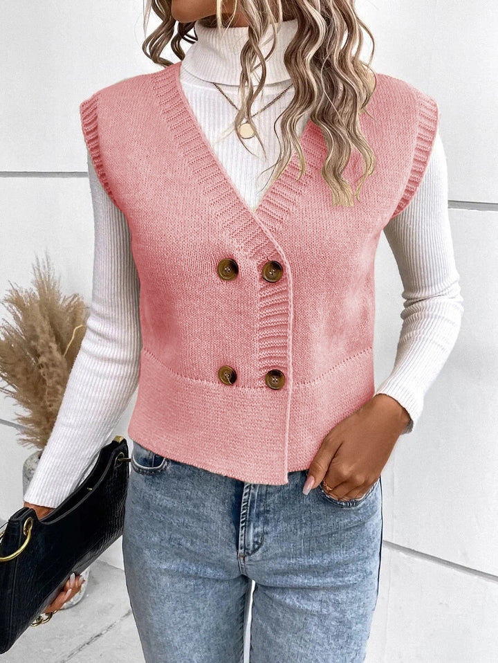 Knitted cardigan for women with double row of buttons Lune London