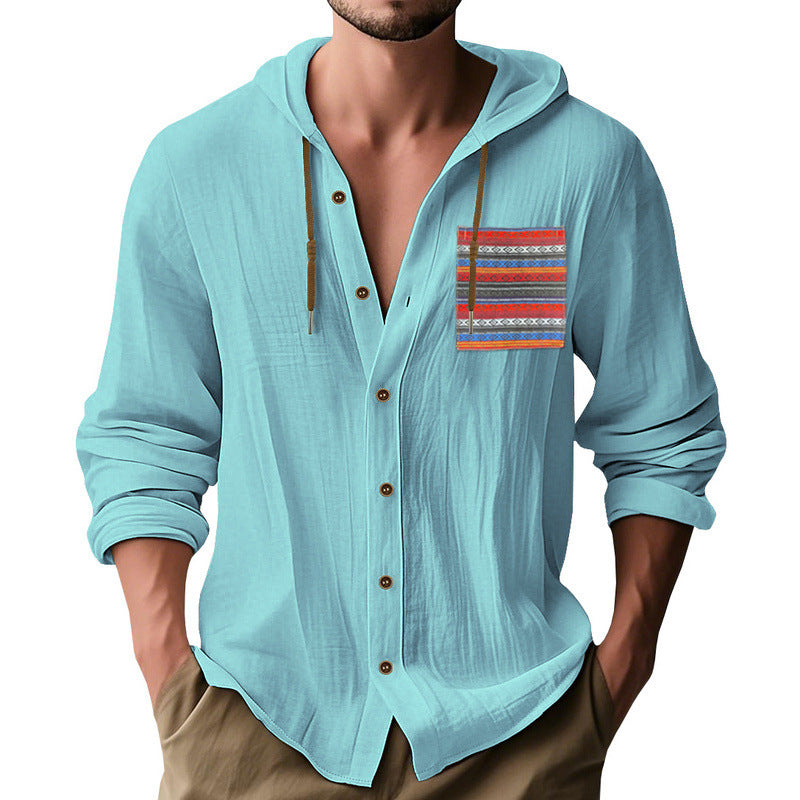 Casual hooded jacket for men with colorful pattern and practical buttons Lune London