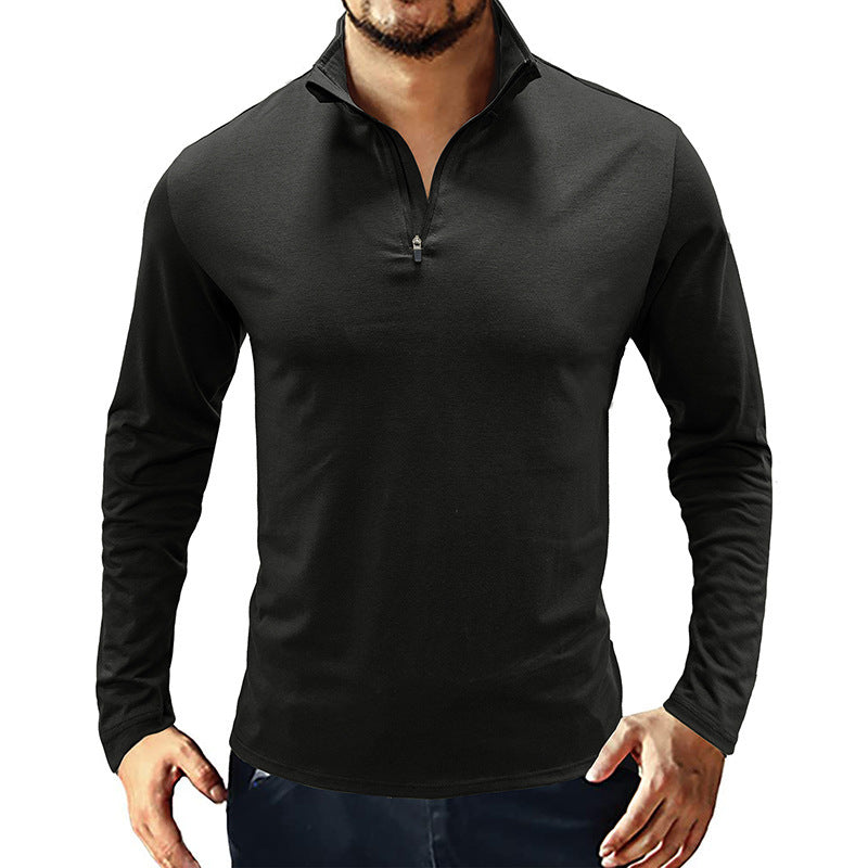 Functional T-shirt for men with high collar and half-zip Lune London