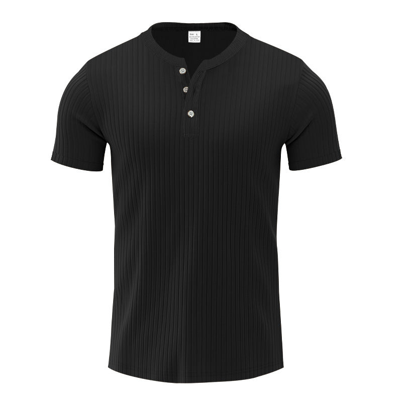 Trendy short sleeve Henley shirt for men with textured design Lune London