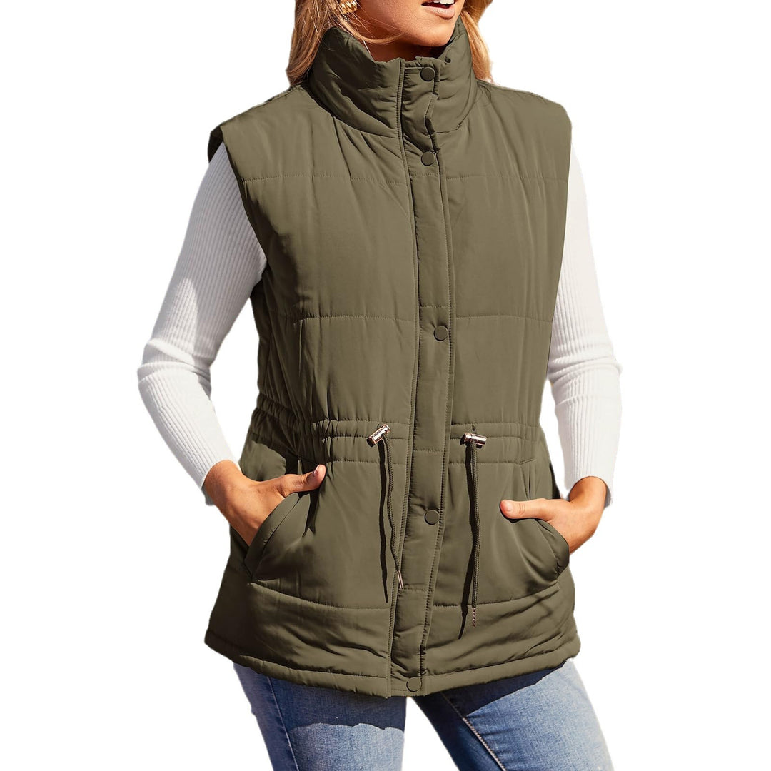 Ladies sleeveless down jacket with high collar and practical zippered pockets Lune Londonl