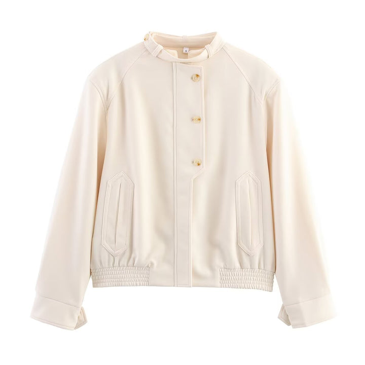 Fashion women's jacket with high collar and decorative button details Lune London
