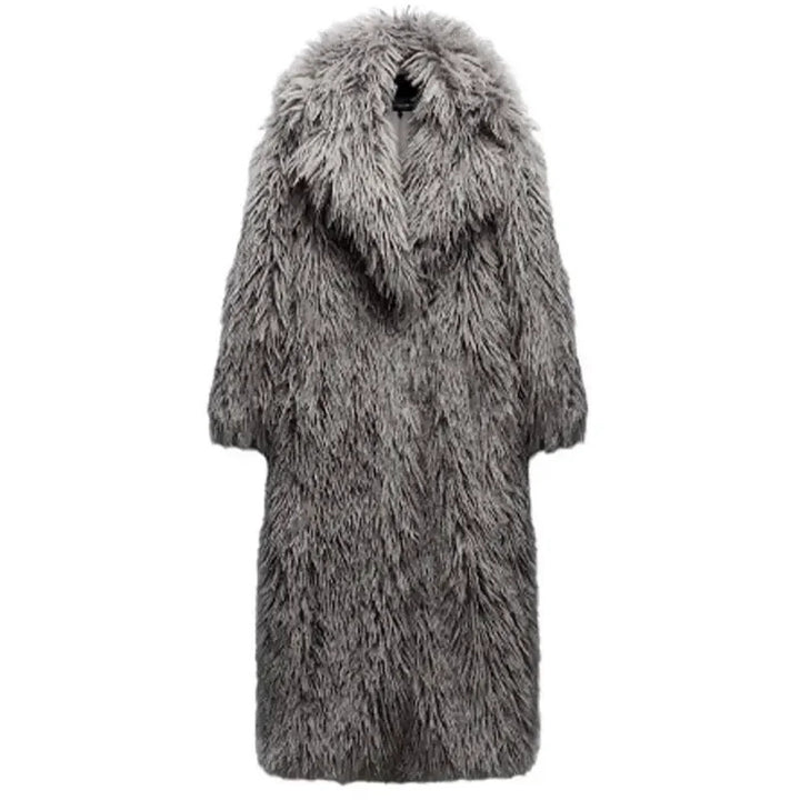 Ladies Oversized Fluffy Faux Fur Coat Lune London