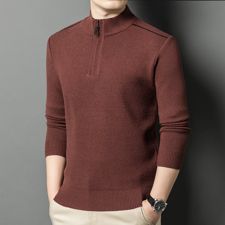 Elegant high collar sweater for men with half-zip closure Lune London