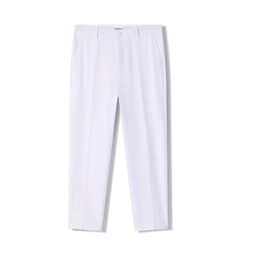 Modern slim fit suit trousers for men with elegant pleats Lune London