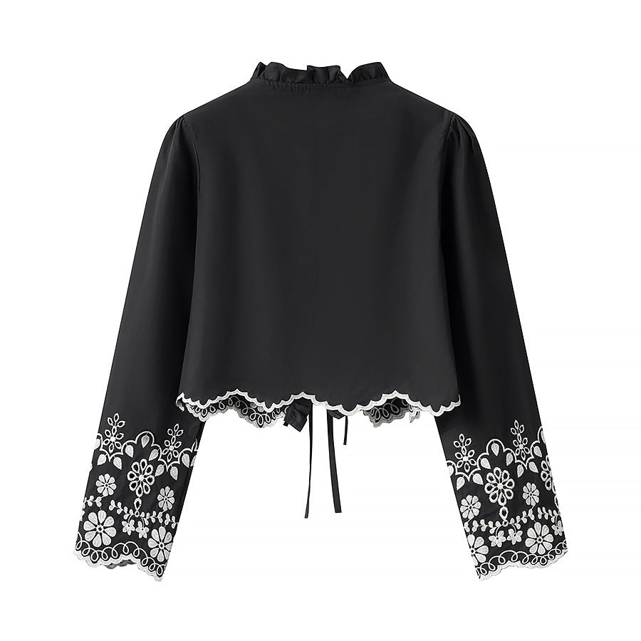 Elegant short bolero for women with floral embroidery Lune London