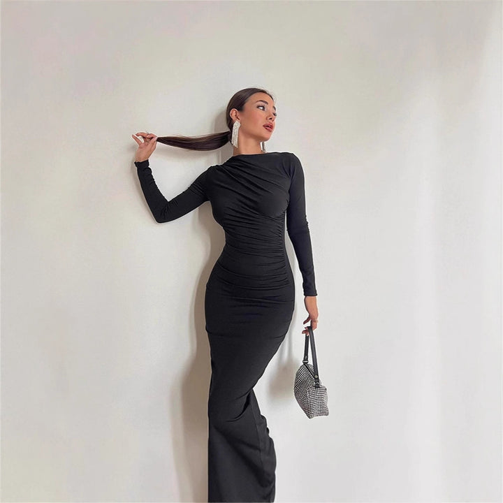 Ladies Elegant Wrap Dress with Long Sleeves and Fitted Cut Lune London
