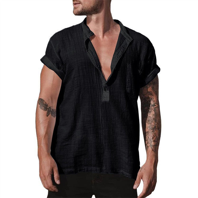 Casual short-sleeve shirt for men with modern collar and buttoning Lune London
