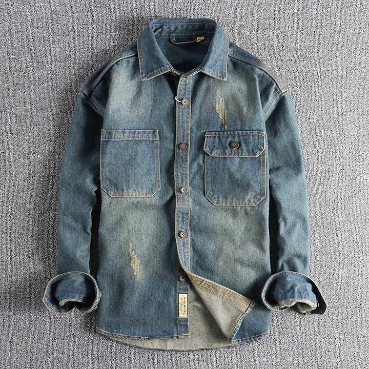 Men's denim shirt with flap pockets and vintage design Lune London