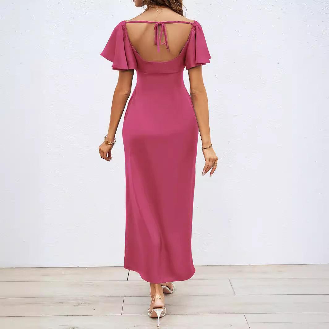 Maxi dresses for women with a plunging neckline design, elegant bow detail, and flowy fabric Chic & Stil