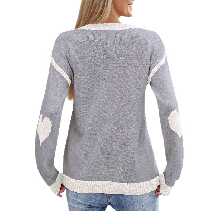 Pull en tricot pour femmes avec motif en cœur et coupe décontractée Chic & Stil