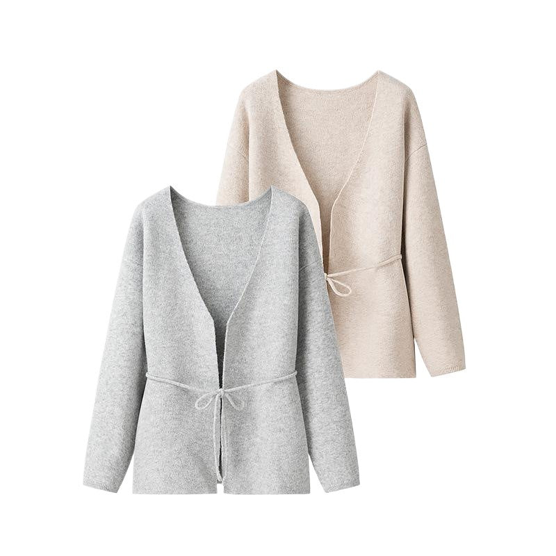 Women wide vest with tie at the waist and loose V-neck Lune London