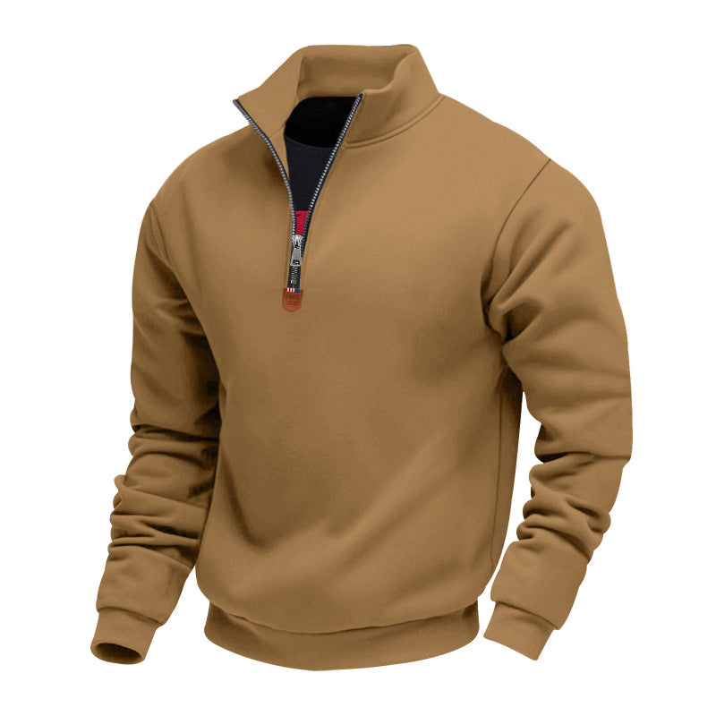 Sporty men's sweater with half-zip closure and trendy high collar Lune London