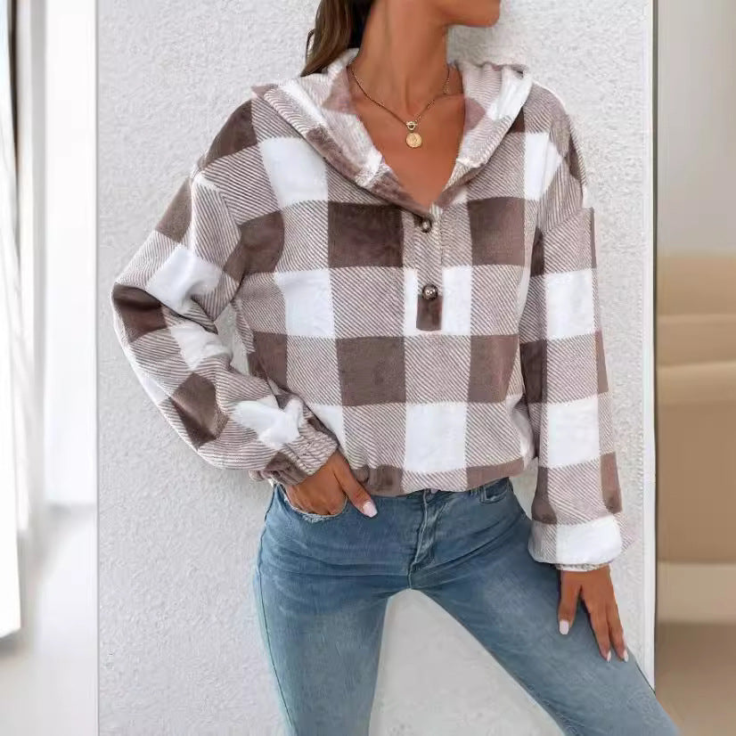 Ladies Chic and Stylish Checkered Hoodie