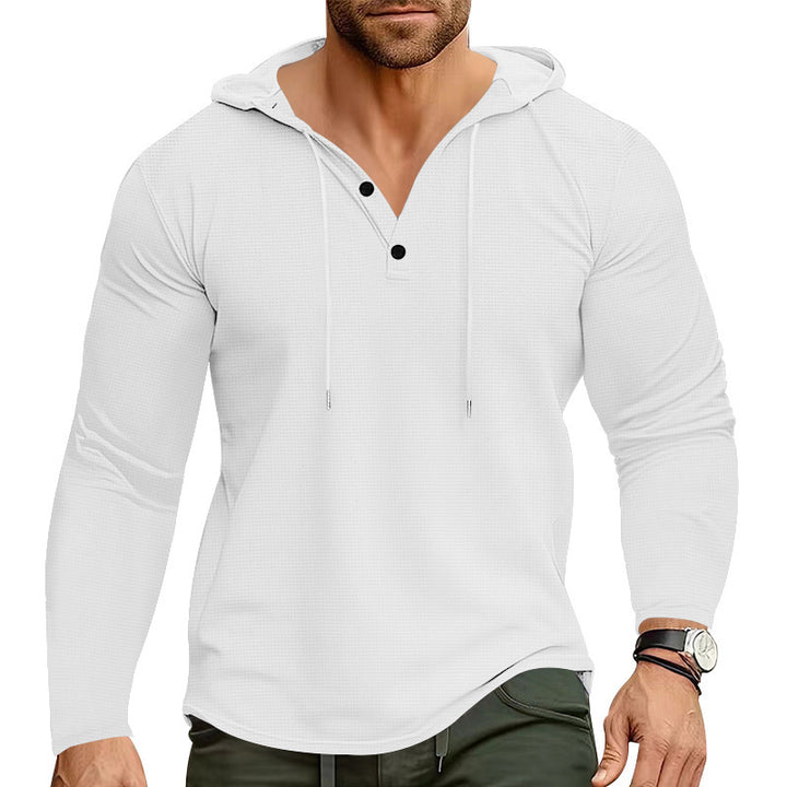 Men's trendy hoodie with textured design and stylish button details Lune London