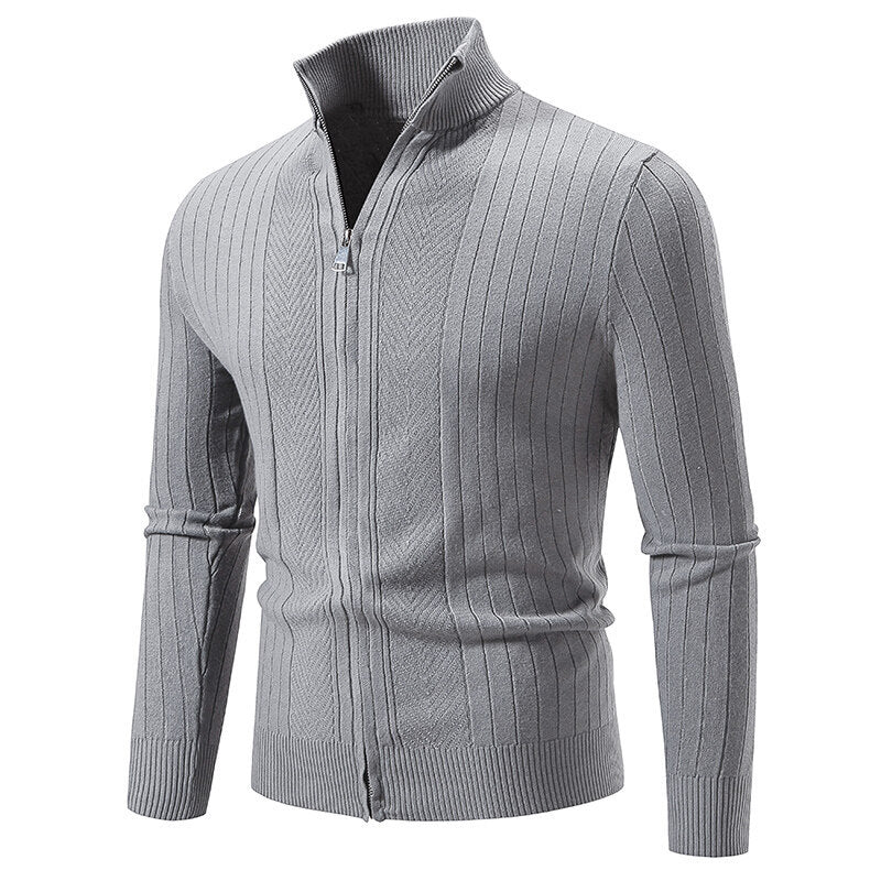 Men's knitted sweater with modern zipper and ribbed structure Lune London