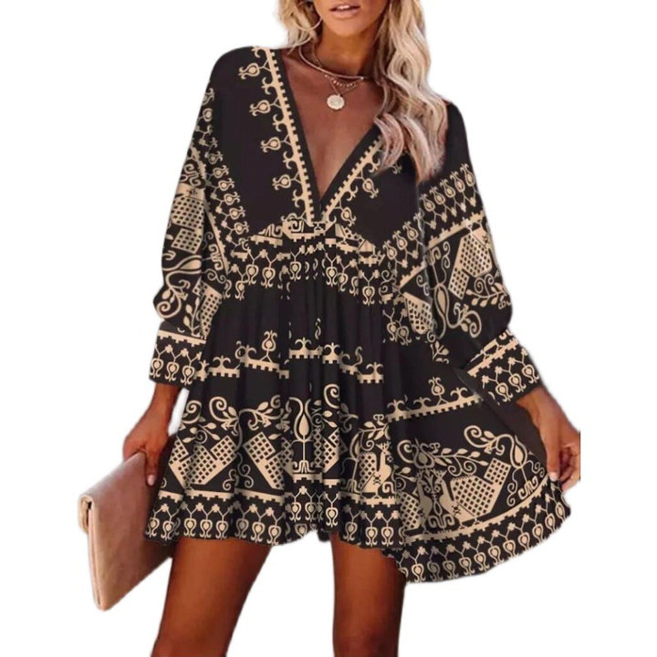 Chic bohemian printed mini dress for women