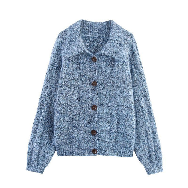 Womens knit jacket with trendy collar and pockets Lune London