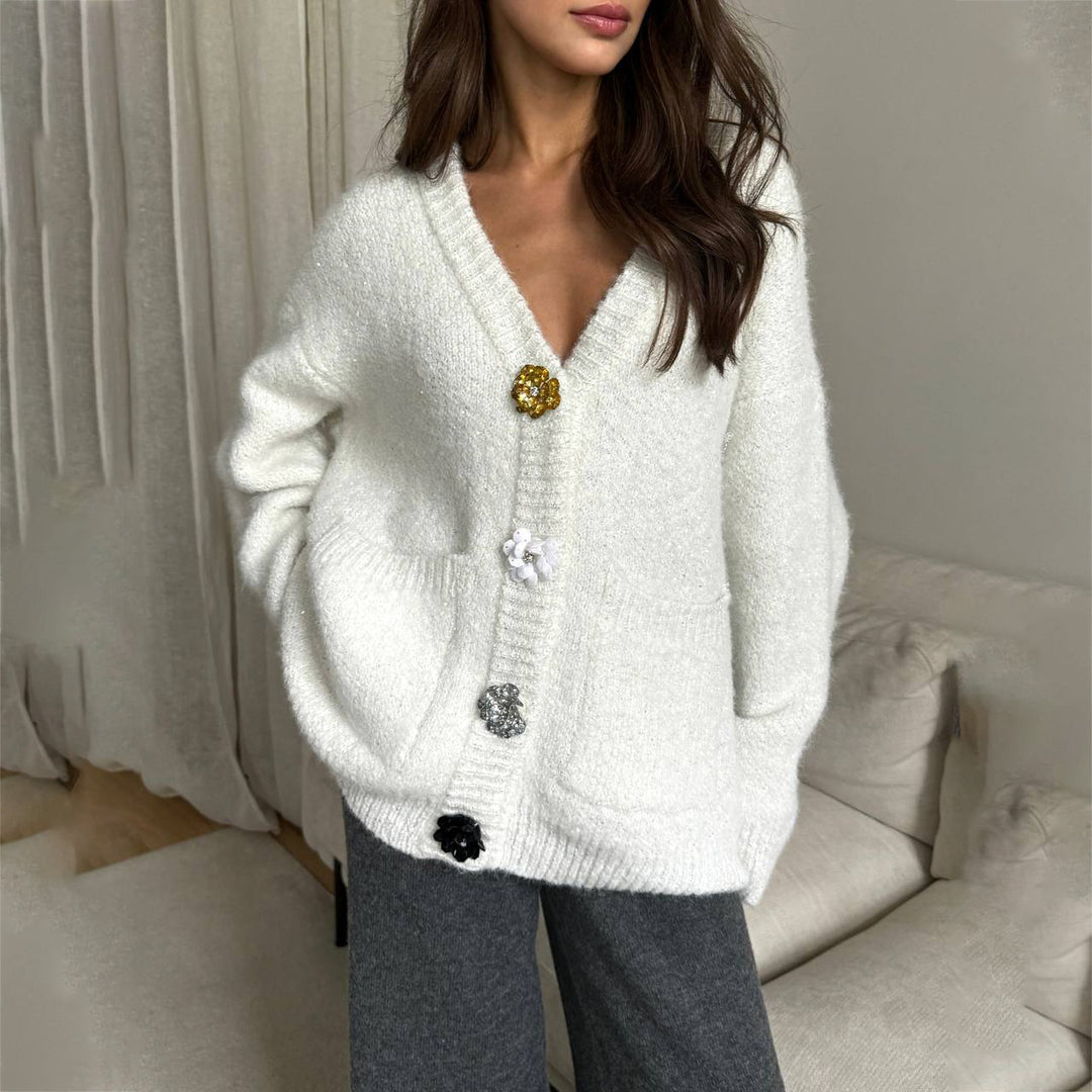 Cardigan for women with eye-catching button details and soft material Lune London