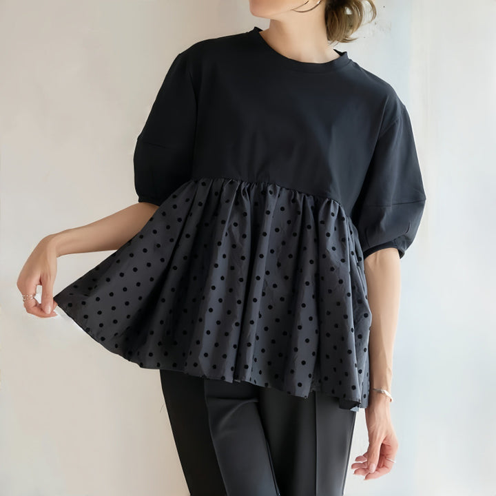 Polka dot peplum top Damen Lune London