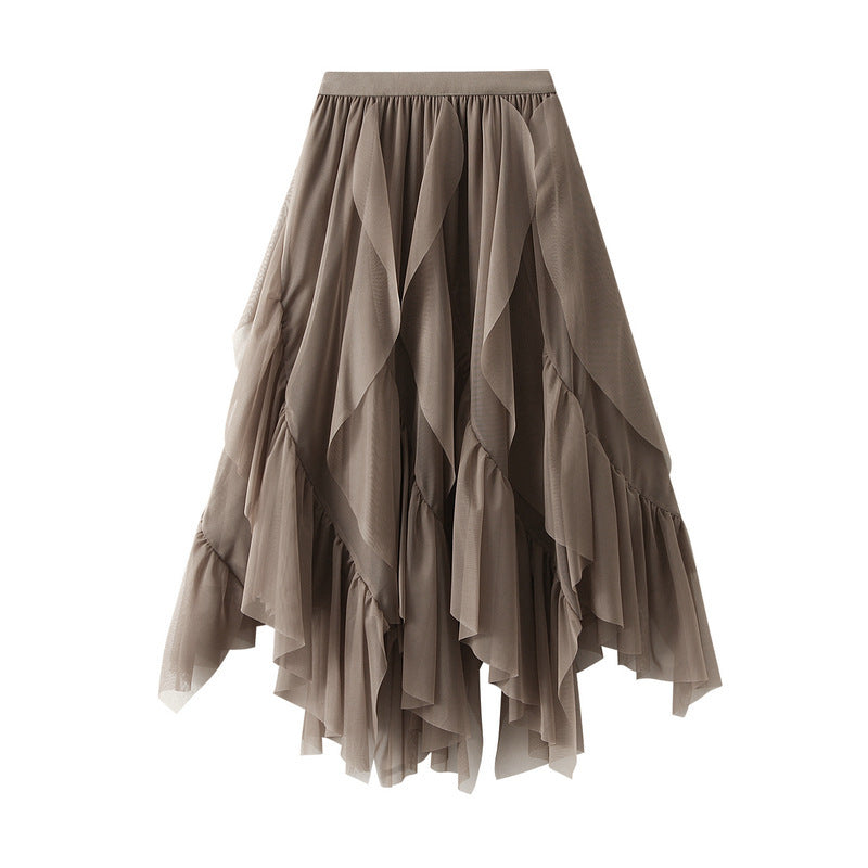 Voluminous tulle skirt for women with asymmetrical hem and multi-layer design Lune London