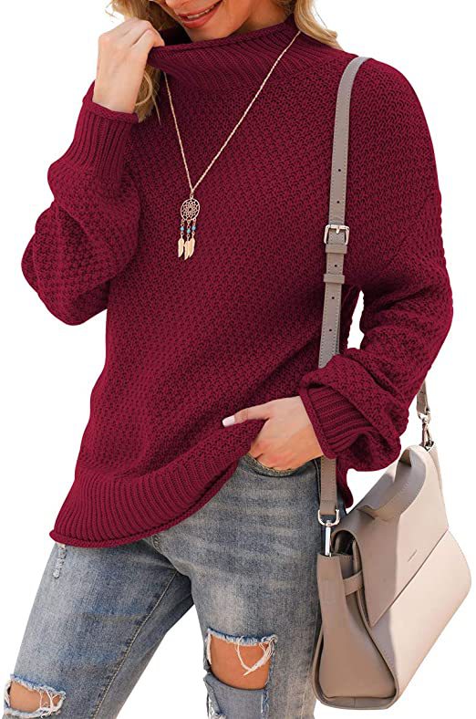 Women's sweater with high collar and structured knit pattern Lune London