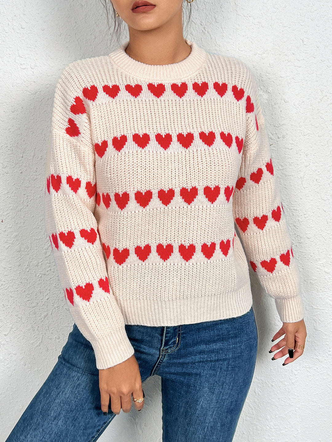 Knit sweater for women with heart pattern Lune London