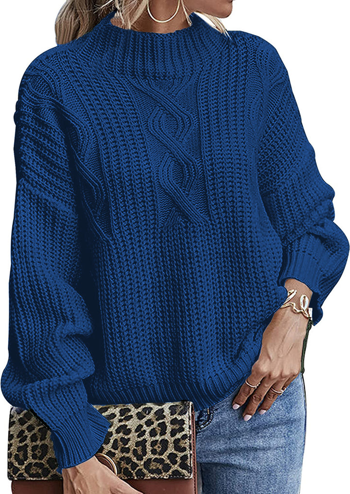 Chunky knit sweater for women with high collar and decorative raised pattern Lune Londonl