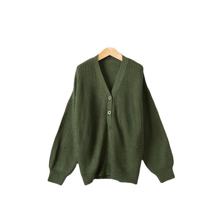 Women's knitted jacket with structured pattern and practical button details Lune London