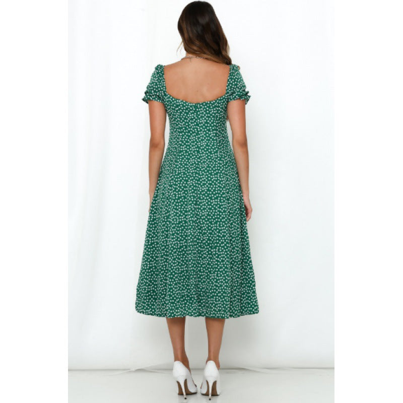 Robe midi femme avec fente latérale et motif floral romantique Chic & Stil