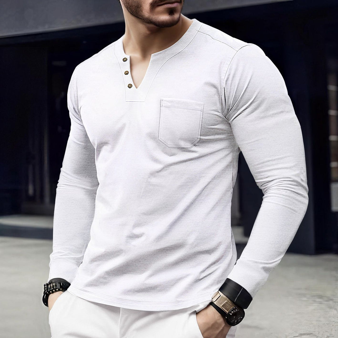 Men's long sleeve shirt with button placket and chest pocket Lune London